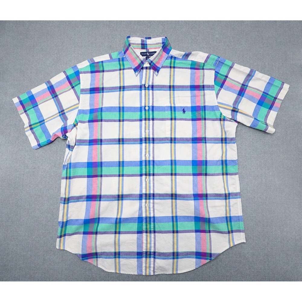 Ralph Lauren Blake Shirt Mens Large Logo Short Sleeve Collared Button Down Pony - Picture 2 of 9